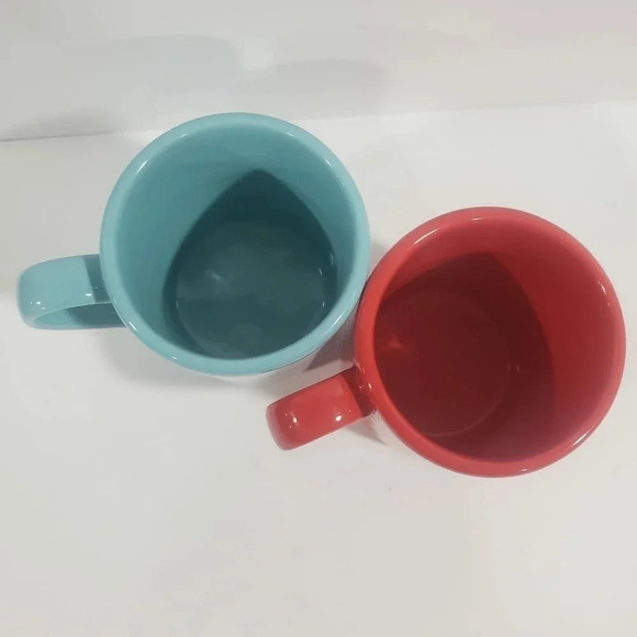 Lenox Kate Spade New York Set of  2 All in Good Taste Teal/Red Mugs. - Picture 2 of 6
